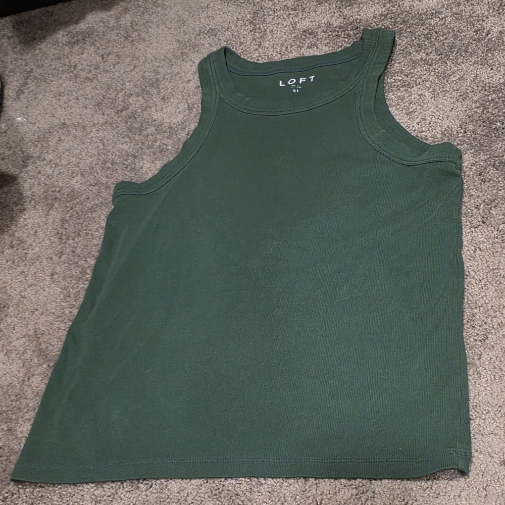 LOFT Green Ribbed Tank Sz XL